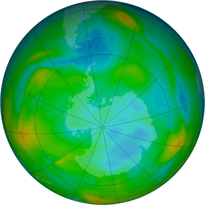 Antarctic ozone map for 04 July 1991